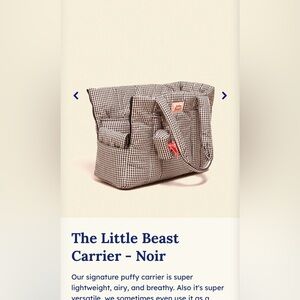 Little beast dog carrier in gingham brand new never used